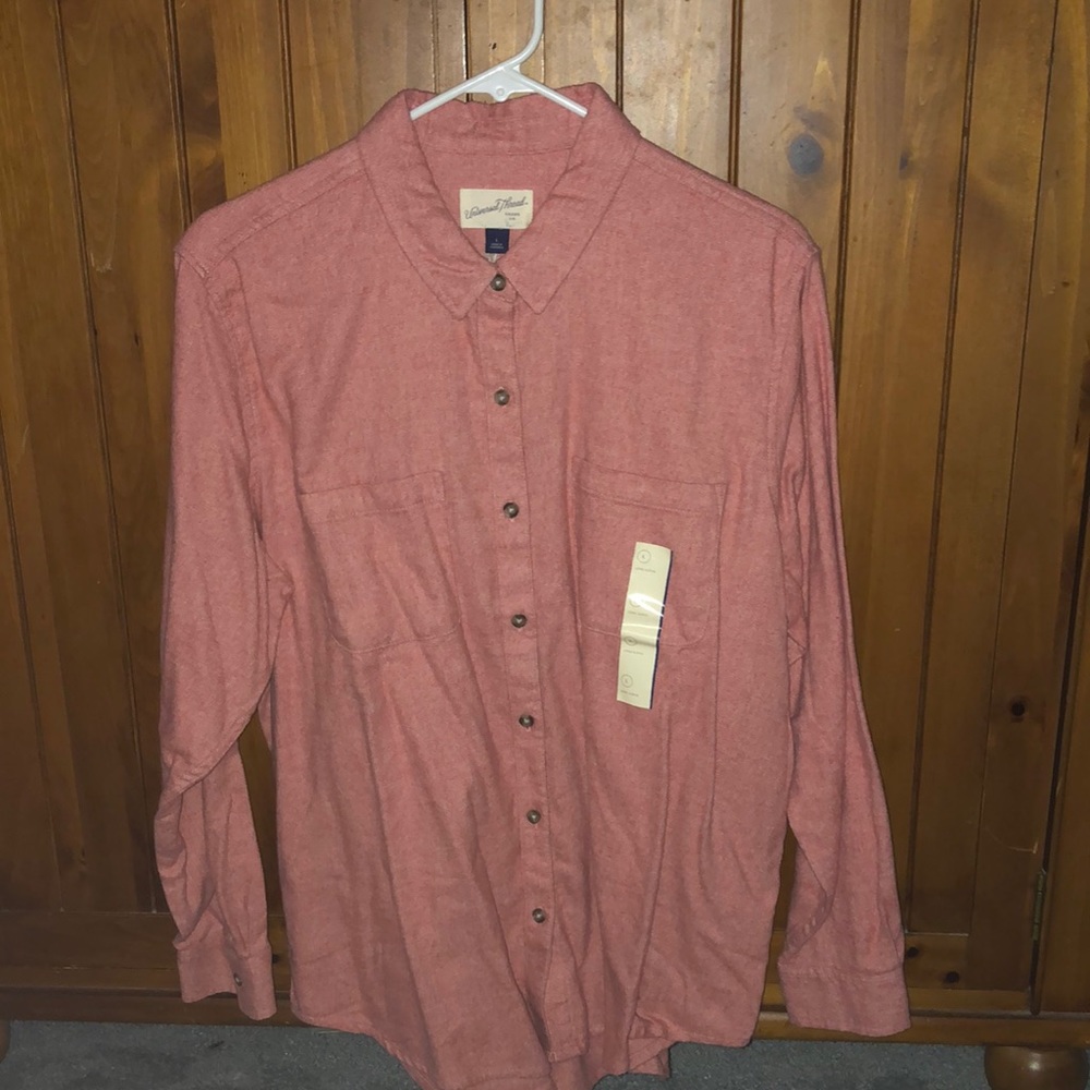 Red button up shirt